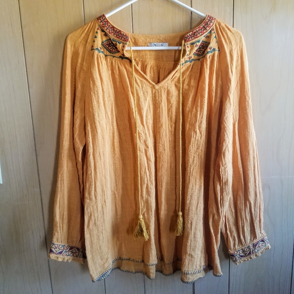 JODIFL Embroidered Yellow Tunic